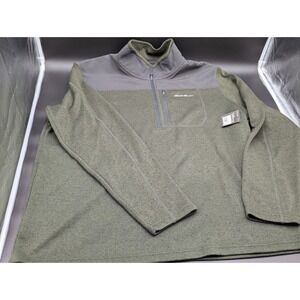 NWT Men's Size XXL Eddie Bauer Sweater Green Gray Half Zip Radiator Long Sleeve
